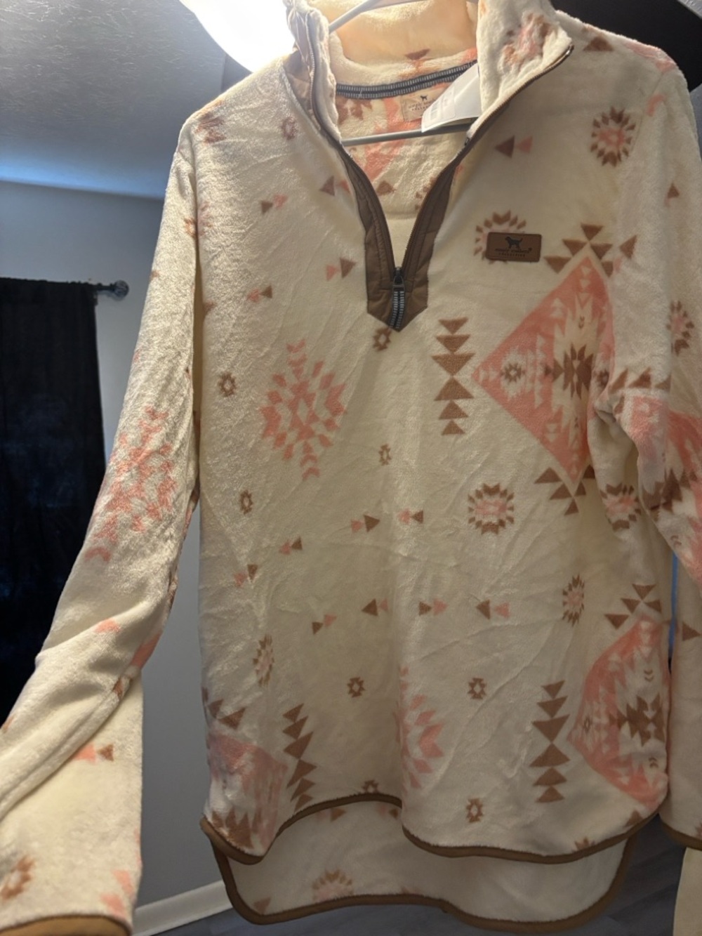 Simply Southern Cream and Peach Aztec Fleece simply southern Pullover